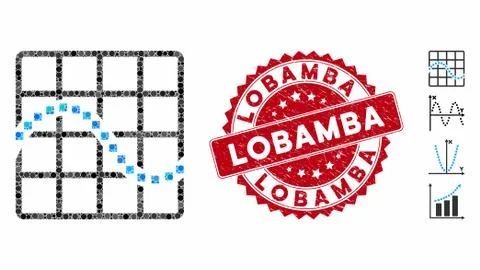 Mosaic Function Chart Icon with Scratched Lobamba Seal Illustrazione stock