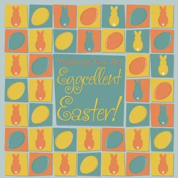 Mosaic funky Easter card in vector format. Stock Illustration