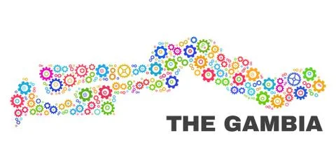 Mosaic The Gambia Map of Cogwheel Elements イラスト素材