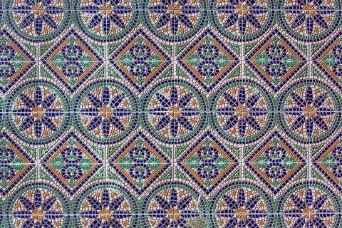 Mosaic with geometric and floral patterns Stock Photos
