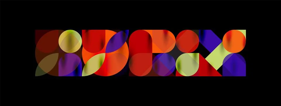 Mosaic geometric elements. Colorful circles, round geometric shapes and lines イラスト素材