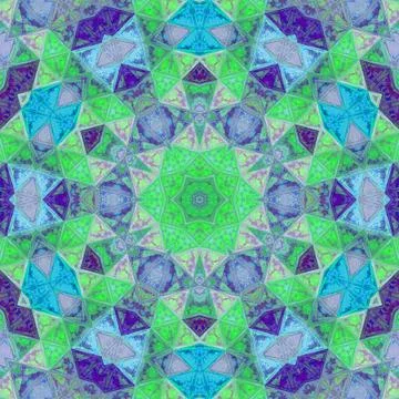 Mosaic geometric fresh colors pattern, medieval mosaic rose in teal, blue and イラスト素材