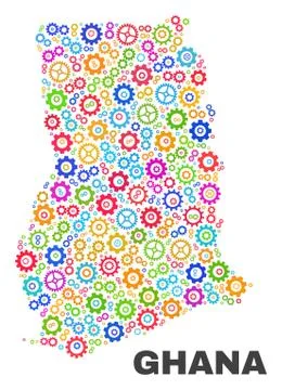 Mosaic Ghana Map of Gearwheel Elements イラスト素材