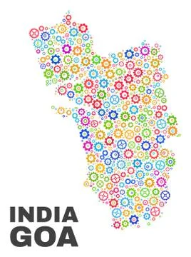 Mosaic Goa State Map of Gear Items Stockillustratie