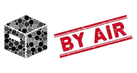 Mosaic Goods Box Icon with Textured By Air Line Seal Stock Illustration