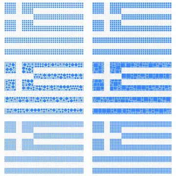 Mosaic Greece flag set Иллюстрация