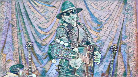 Mosaic guitar man Stock Footage 237529549