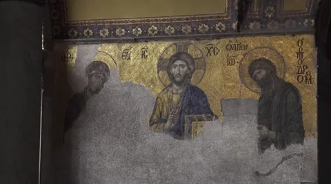 Mosaic At Hagia Sophia in Istanbul city. Turkey, 4K Stock Footage