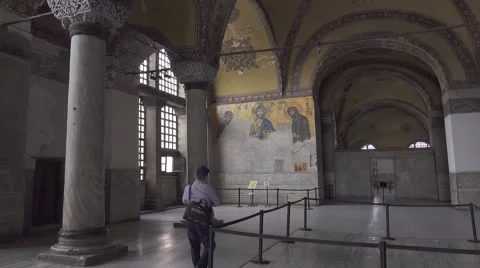 Mosaic at Hagia Sophia in Istanbul city. Turkey, 4K Stock Footage
