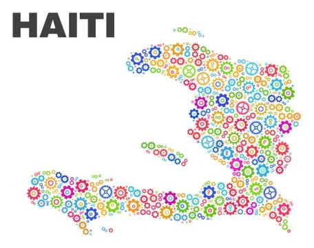 Mosaic Haiti Map of Gear Elements Illustrazione stock