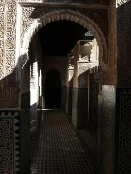 Mosaic hallway in building in Fes Stock Photos