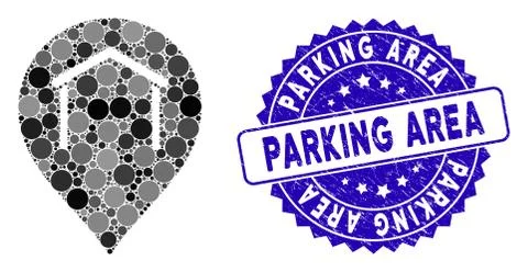 Mosaic Hangar Map Marker Icon with Textured Parking Area Stamp 스톡 일러스트