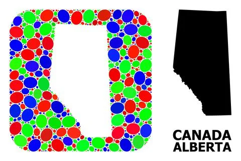 Mosaic Hole and Solid Map of Alberta Province Stock Illustration