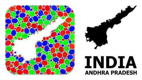 Mosaic Hole and Solid Map of Andhra Pradesh State 스톡 일러스트