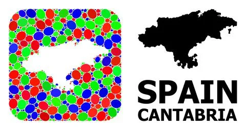 Mosaic Hole and Solid Map of Cantabria Province Stock Illustration