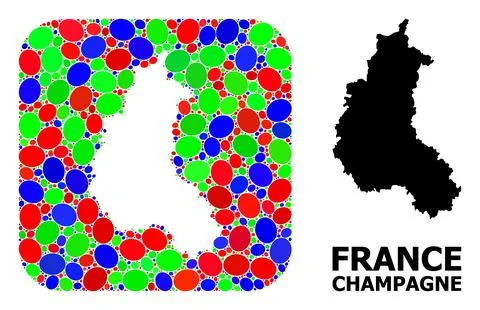 Mosaic Hole and Solid Map of Champagne Province 스톡 일러스트