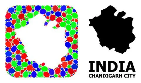 Mosaic Hole and Solid Map of Chandigarh City 스톡 일러스트