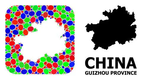 Mosaic Hole and Solid Map of Guizhou Province Stock Illustration