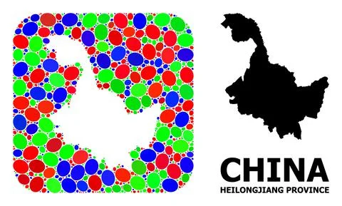Mosaic Hole and Solid Map of Heilongjiang Province Stock Illustration