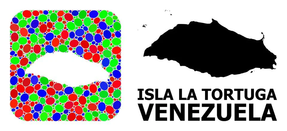Mosaic Hole and Solid Map of Isla La Tortuga Ilustración de archivo