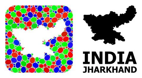 Mosaic Hole and Solid Map of Jharkhand State 스톡 일러스트