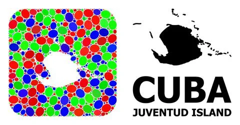 Mosaic Hole and Solid Map of Juventud Island Illustrazione stock