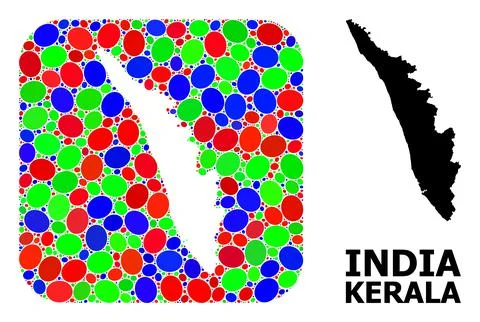 Mosaic Hole and Solid Map of Kerala State Stock Illustration