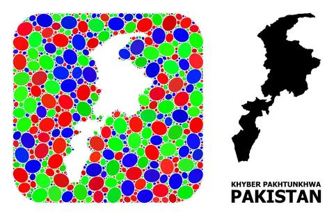 Mosaic Hole and Solid Map of Khyber Pakhtunkhwa Province Stock Illustration