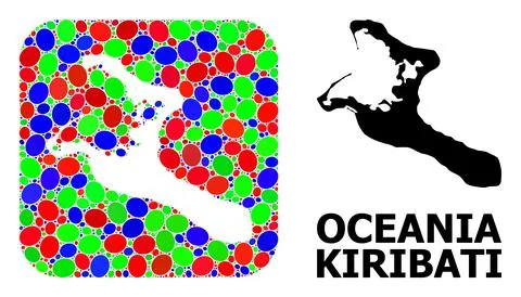 Mosaic Hole and Solid Map of Kiribati Island Stock Illustration