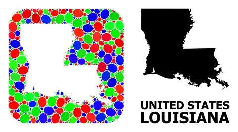 Mosaic Hole and Solid Map of Louisiana State Stock Illustration