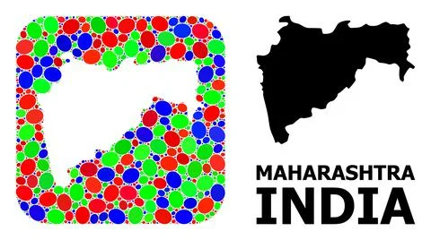 Mosaic Hole and Solid Map of Maharashtra State 스톡 일러스트