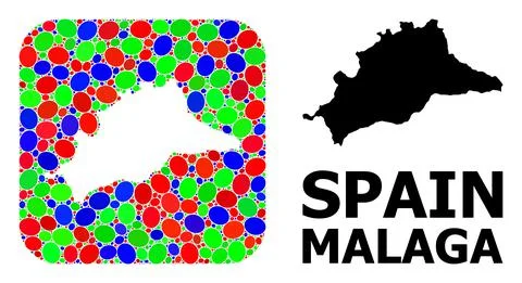 Mosaic Hole and Solid Map of Malaga Province Stock Illustration