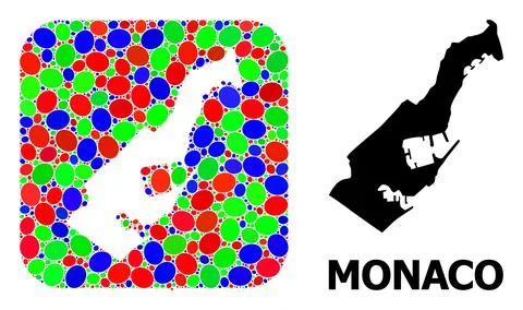 Mosaic Hole and Solid Map of Monaco Stock Illustration