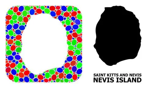 Mosaic Hole and Solid Map of Nevis Island Stock Illustration