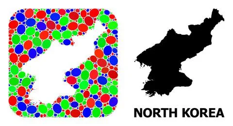 Mosaic Hole and Solid Map of North Korea Stock Illustration
