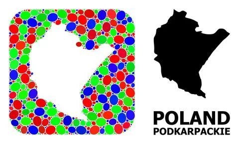 Mosaic Hole and Solid Map of Podkarpackie Province Stock Illustration