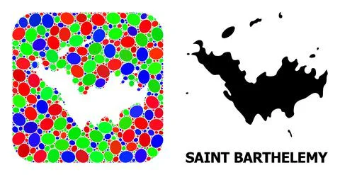 Mosaic Hole and Solid Map of Saint Barthelemy Stock Illustration