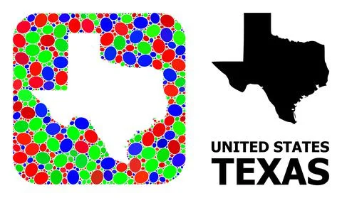 Mosaic Hole and Solid Map of Texas State 스톡 일러스트