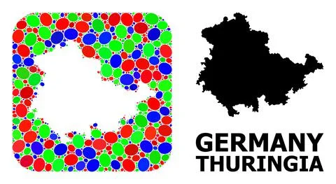 Mosaic Hole and Solid Map of Thuringia State Illustrazione stock