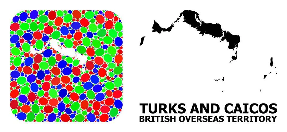 Mosaic Hole and Solid Map of Turks and Caicos Islands Illustrazione stock