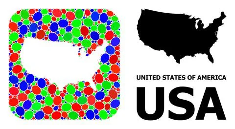 Mosaic Hole and Solid Map of USA Stock Illustration