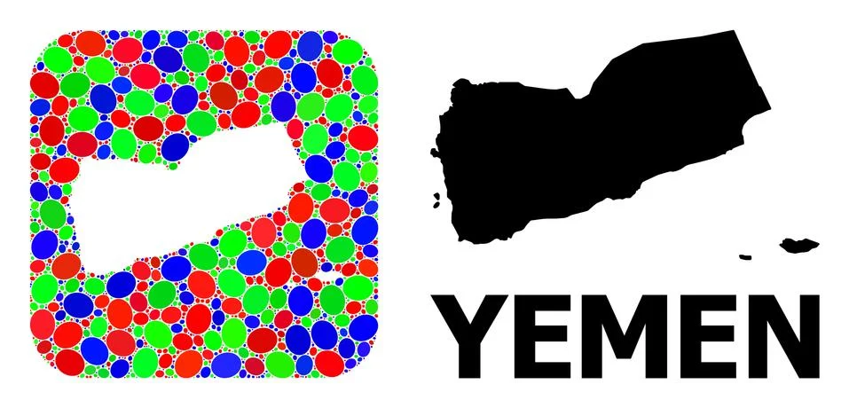 Mosaic Hole and Solid Map of Yemen Illustrazione stock