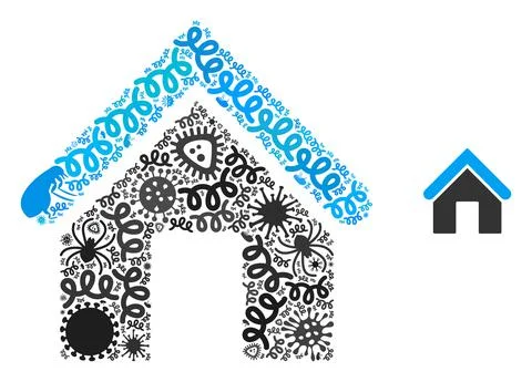Mosaic Home Icon of Flu Pathogens Stock Illustration