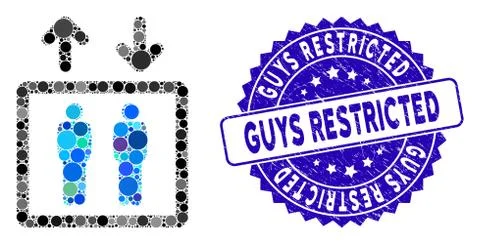 Mosaic Human Elevator Icon with Textured Guys Restricted Seal Stockillustratie