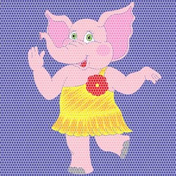 Mosaic image of pink elephant Stock Illustration