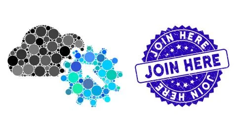 Mosaic Integration Icon with Scratched Join Here Seal Stock-Illustration