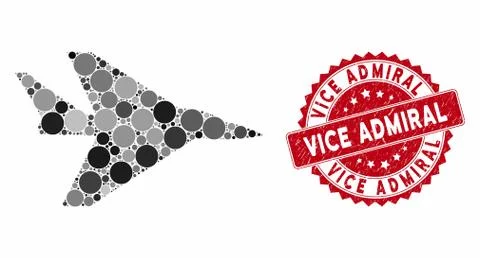 Mosaic Intercepter Plane with Distress Vice Admiral Stamp Stock Illustration