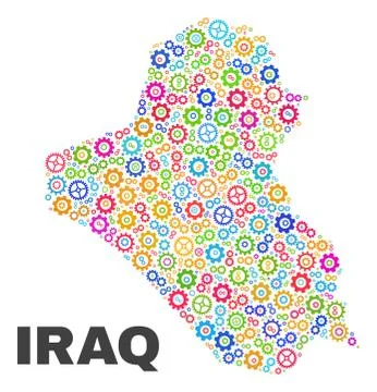 Mosaic Iraq Map of Cogwheel Elements Stock Illustration
