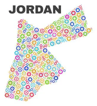 Mosaic Jordan Map of Gear Elements Stock Illustration