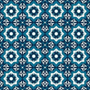 Mosaic kaleidoscope tiled pattern. Abstract floral geometric seamless orienta Stock Illustration